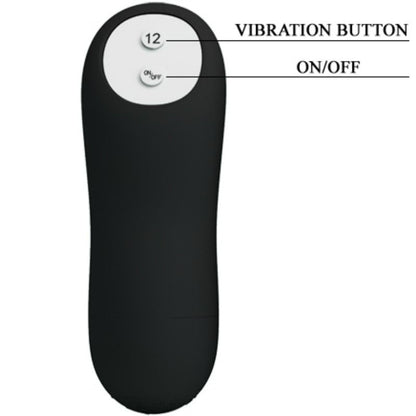 PRETTY LOVE - EXTRA STIMULATION SILICONE ANAL PLUG WITH 12 VIBRATION MODES - BLACK
