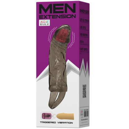 BAILE - FUNDA EXTENSORA DE PENE CON VIBRACIÓN Y ASA PARA TESTÍCULOS 13.5 CM