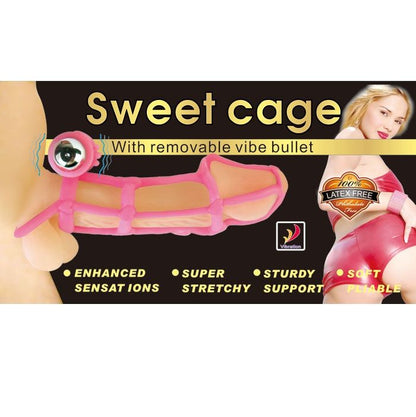 BAILE - FUNDA Y ANILLO DE SILICONA DULCE 10 RITMOS PARA PENE ROSA