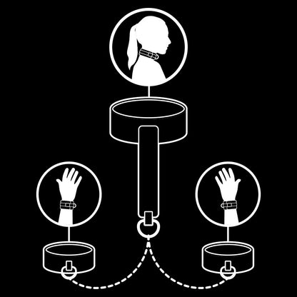 FETISH SUBMISSIVE - VEGAN LEATHER COLLAR AND HANDCUFFS WITH NOPRENE LINING