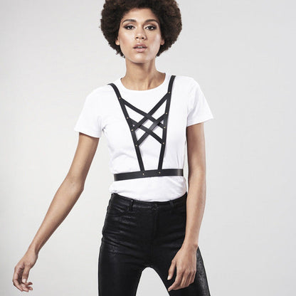 JEWELLERY - INDISCRETS MAZE CROSSOVER NECKLINE HARNESS - BLACK