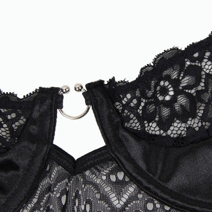 SUBBLIME - CORSET Y LIGUERO NEGRO S / M