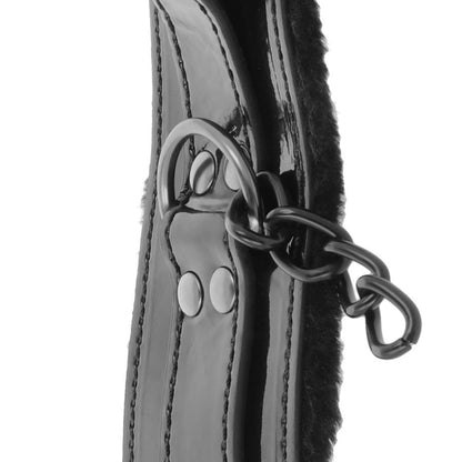 DARKNESS - ADJUSTABLE BLACK LEATHER ANKLE CUFFS WITH PADLOCK