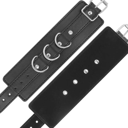 DARKNESS - BLACK ADJUSTABLE LEATHER ANKLE CUFFS