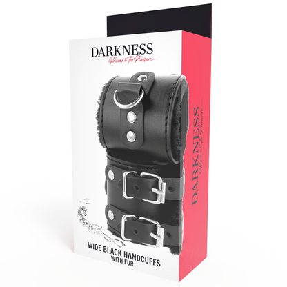 DARKNESS - GRILLETES DE CUERO NEGROS AJUSTABLES CON FORRO
