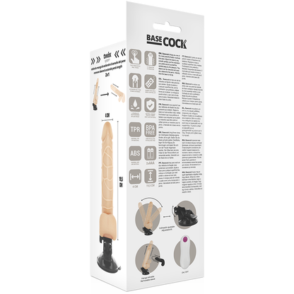 BASECOCK - REALISTIC NATURAL REMOTE CONTROL VIBRATOR WITH TESTICLES 19.5 CM -O- 4 CM