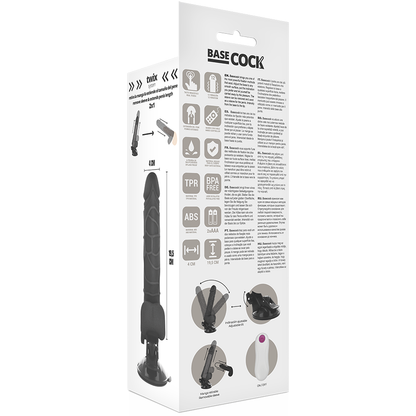 BASECOCK - VIBRADOR REALISTA CONTROL REMOTO NATURAL CON TESTÍCULOS 19.5 CM -O- 4 CM