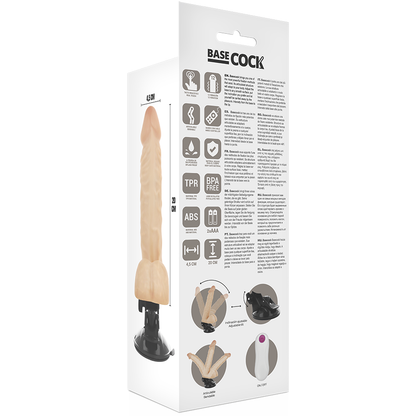 BASECOCK - ARTICULABLE VIBRATOR WITH REMOTE CONTROL, NATURAL 20 CM -O- 4.5 CM