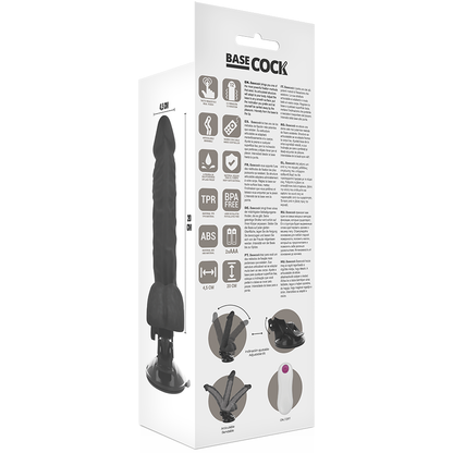BASECOCK - ARTICULABLE VIBRATOR WITH REMOTE CONTROL, NATURAL 20 CM -O- 4.5 CM