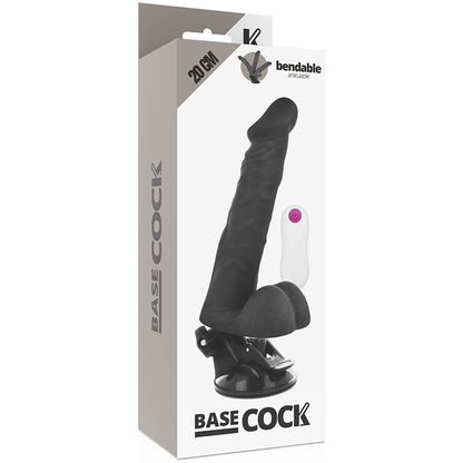 BASECOCK - ARTICULABLE VIBRATOR WITH REMOTE CONTROL, NATURAL 20 CM -O- 4.5 CM
