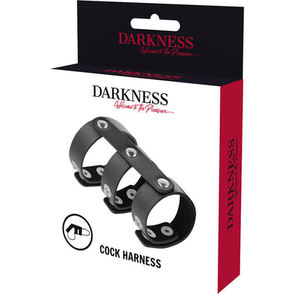 DARKNESS - ANILLO DOBLE DE PENE Y TESTÍCULOS DE CUERO AJUSTABLE