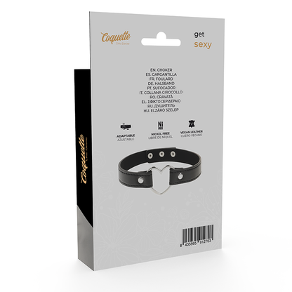 COQUETTE CHIC DESIRE - COLLAR DE CUERO VEGANO ACCESORIO DE CORAZÓN MUJER