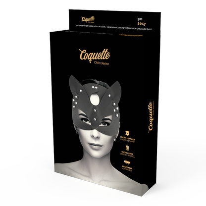DESEO COQUETTE CHIC - MÁSCARA DE CUERO VEGANO CON OREJAS DE GATO