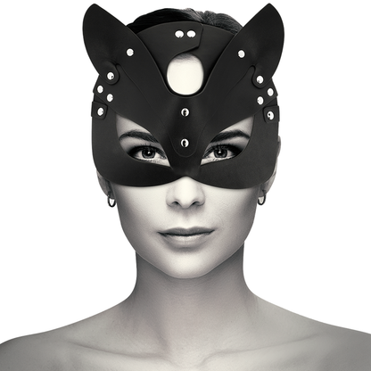 DESEO COQUETTE CHIC - MÁSCARA DE CUERO VEGANO CON OREJAS DE GATO
