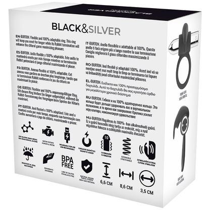 BLACK&SILVER - ANILLO RECARGABLE BURTON 10 MODOS DE VIBRACIÓN