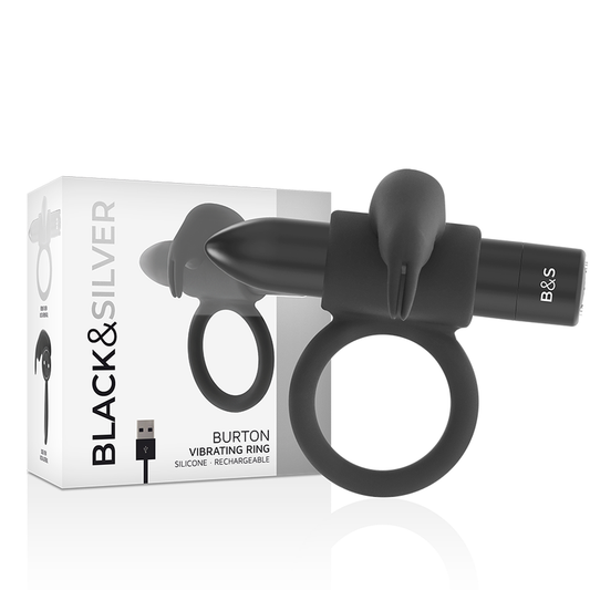NEGRO&PLATA - ANILLO BURTON 10 MODOS DE VIBRACIÓN NEGRO