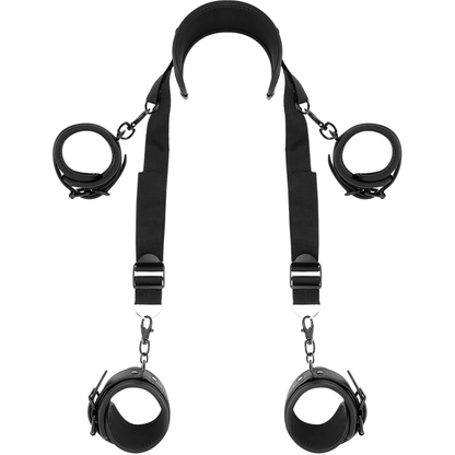 FETISH SUBMISSIVE - MASTER POSITION WITH 4 NOPRENE LINED HANDCUFFS