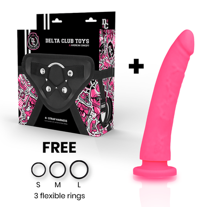 DELTA CLUB - ARNÉS DE JUGUETES + DILDO ROSA SILICONA 17 CM -O- 3 CM