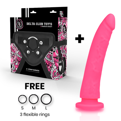 DELTA CLUB - TOY HARNESS + 20 CM PINK SILICONE DONG -O- 4 CM