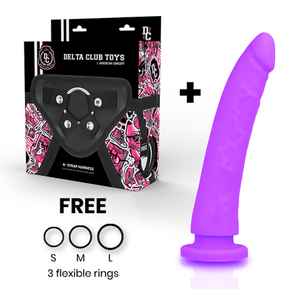 DELTA CLUB - HARNESS TOYS + PURPLE SILICONE DONG 20 CM -O- 4 CM