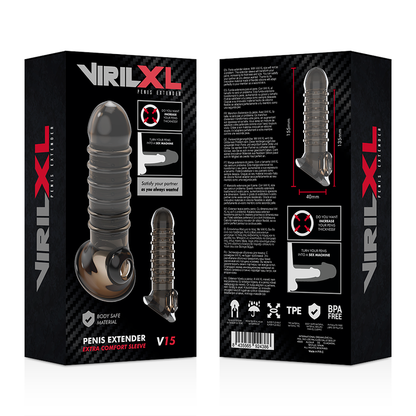 VIRILXL - V15 BLACK PENIS EXTENSION AND SHEATH
