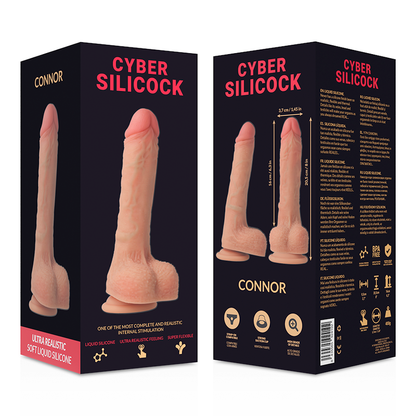 CYBER SILICOCK - LIQUID SILICONE CONNOR STRAP-ON WITH 3 FREE RINGS 20.5 CM -O- 3.7 CM