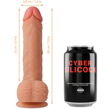 CYBER SILICOCK - LIQUID SILICONE FREEMAN STRAP-ON WITH 3 FREE RINGS 20 CM -O- 3.8 CM