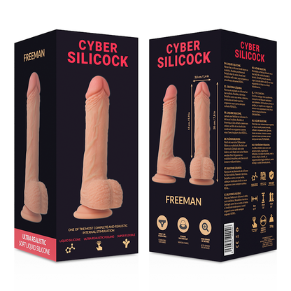 CYBER SILICOCK - LIQUID SILICONE FREEMAN STRAP-ON WITH 3 FREE RINGS 20 CM -O- 3.8 CM