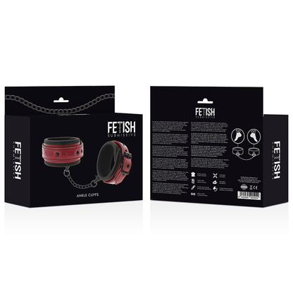 FETISH SUBMISSIVE DARK ROOM - GRILLETES DE TOBILLO DE CUERO VEGANO CON FORRO DE NEOPRENO